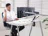 Two Monitor Desktop Mount with Articulating Height Adjustable Arms.