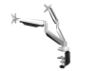Two Monitor Desktop Mount with Articulating Height Adjustable Arms.