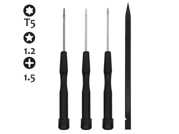 4 Piece Screwdriver set with Phillips, Torx and Pentalobe.