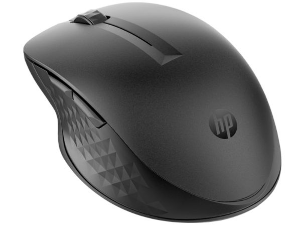 Comfortable 5 button mouse that connects with Bluetooth or Wireless Dongle.